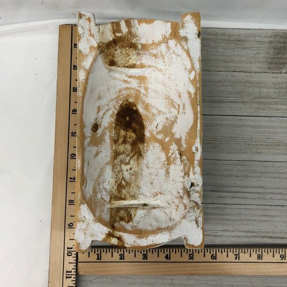 Wood Dough Bowl Small w/Handles White Wash 10x6x2 - Picture 8 of 10